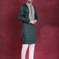 Men's Sequins Embroidered Kurta Pyjama Set ( JOKP P 5019 Olive )