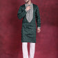 Men's Sequins Embroidered Kurta Pyjama Set ( JOKP P 5019 Olive )