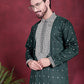 Men's Sequins Embroidered Kurta Pyjama Set ( JOKP P 5019 Olive )