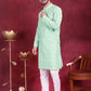 Men's Chikankari Embroidered Kurta Pyjama Set ( JOKP 5020 Pista )