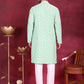 Men's Chikankari Embroidered Kurta Pyjama Set ( JOKP 5020 Pista )
