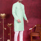 Men's Chikankari Embroidered Kurta Pyjama Set ( JOKP 5020 Pista )