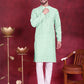 Men's Chikankari Embroidered Kurta Pyjama Set ( JOKP 5020 Pista )