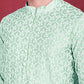 Men's Chikankari Embroidered Kurta Pyjama Set ( JOKP 5020 Pista )