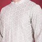 Men's Chikankari Embroidered Kurta Pyjama Set ( JOKP P 5020 Pista )
