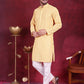 Men's Chikankari Embroidered Kurta Pyjama Set ( JOKP P 5021 Beige )