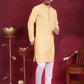 Men's Chikankari Embroidered Kurta Pyjama Set ( JOKP P 5021 Beige )