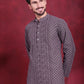 Men's Chikankari Embroidered Kurta Pyjama Set ( JOKP P 5021 Grey )