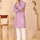 Men's Embroidered Kurta Pyjama Set (JOKP P 5021 Purple ) [FF] [P-9]