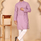 Men's Embroidered Kurta Pyjama Set (JOKP P 5021 Purple ) [FF] [P-9]