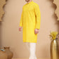 Men's Embroidered Kurta Pyjama Set ( JOKP P 5021 Yellow )