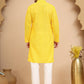 Men's Embroidered Kurta Pyjama Set ( JOKP P 5021 Yellow )