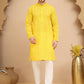 Men's Embroidered Kurta Pyjama Set ( JOKP P 5021 Yellow )