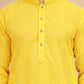 Men's Embroidered Kurta Pyjama Set ( JOKP P 5021 Yellow )