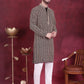 Men's Sequins Embroidered Kurta with Pyjama ( JOKP P 5023 Brown )