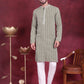 Men's Sequins Embroidered Kurta with Pyjama ( JOKP P 5023 Mehndi )