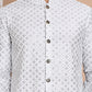 Sequin Chikankari Front Open Kurta With Pyjamas ( JOKP P 5029Grey )