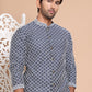 Sequin Chikankari Front Open Kurta With Pyjamas ( JOKP P 5029Navy )