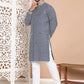 Sequin Chikankari Front Open Kurta With Pyjamas ( JOKP P 5029Navy )