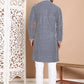 Sequin Chikankari Front Open Kurta With Pyjamas ( JOKP P 5029Navy )