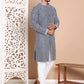 Sequin Chikankari Front Open Kurta With Pyjamas ( JOKP P 5029Navy )