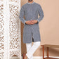 Sequin Chikankari Front Open Kurta With Pyjamas ( JOKP P 5029Navy )