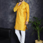 Woven Design Silk Blend Kurta with Pyjama ( JOKP P 5032Mustard )