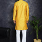 Woven Design Silk Blend Kurta with Pyjama ( JOKP P 5032Mustard )