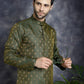 Woven Design Silk Blend Kurta with Pyjama ( JOKP P 5032Olive )