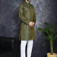 Woven Design Silk Blend Kurta with Pyjama ( JOKP P 5032Olive )