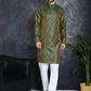 Woven Design Silk Blend Kurta with Pyjama ( JOKP P 5032Olive )
