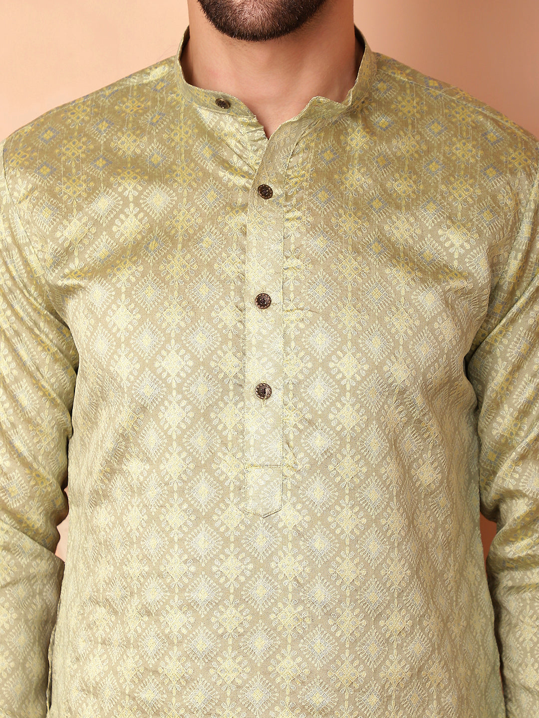 Woven Design Silk Blend Kurta with Pyjama