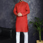 Red Woven Design Kurta with Pyjama ( JOKP P 5034Red )
