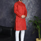 Red Woven Design Kurta with Pyjama ( JOKP P 5034Red )