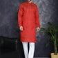 Red Woven Design Kurta with Pyjama ( JOKP P 5034Red )