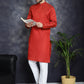 Red Woven Design Kurta with Pyjama ( JOKP P 5034Red )