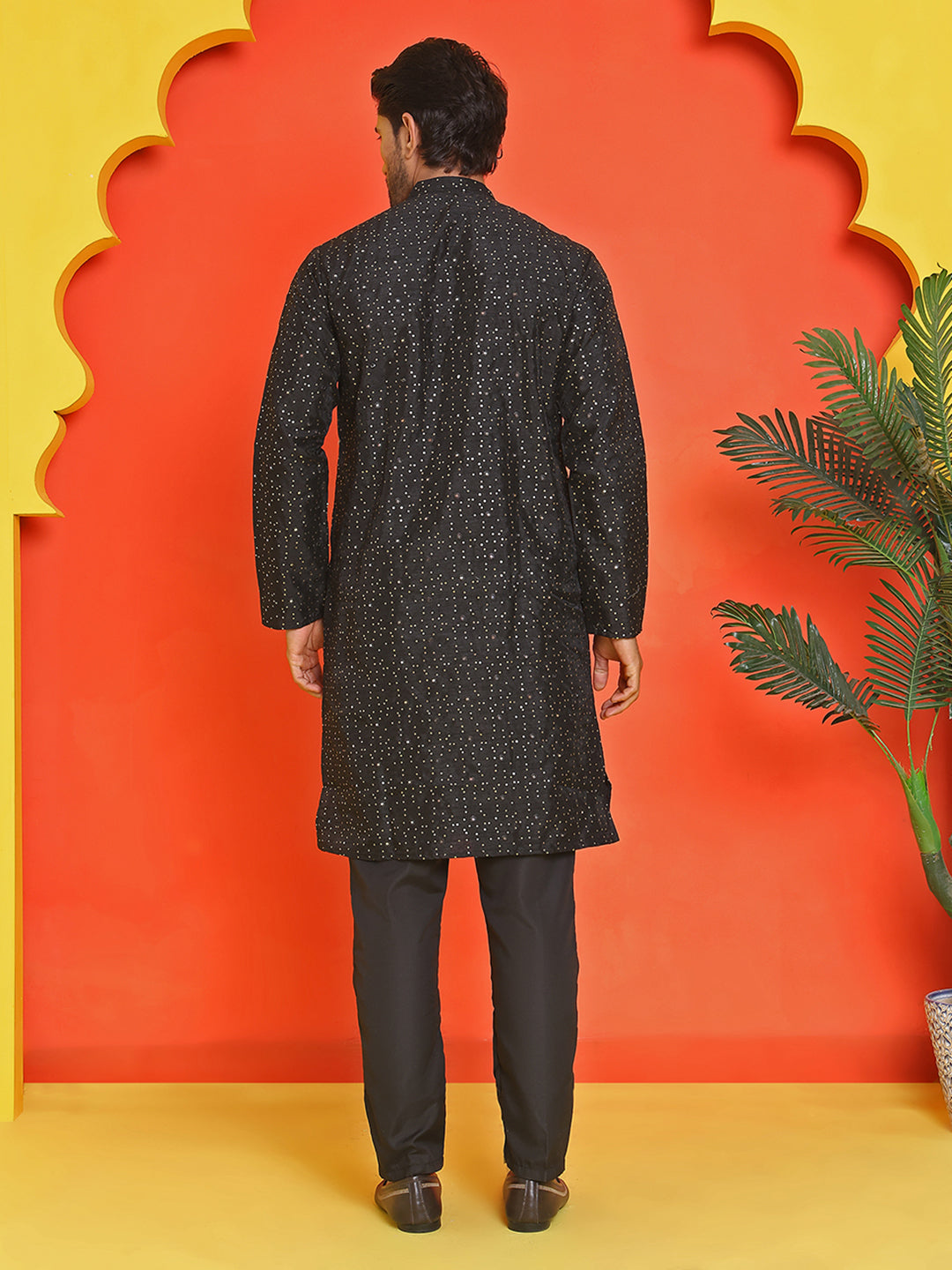 Embroidered Mirror Work Kurta Payjama Sets ( JOKP B-P 5035 Black )