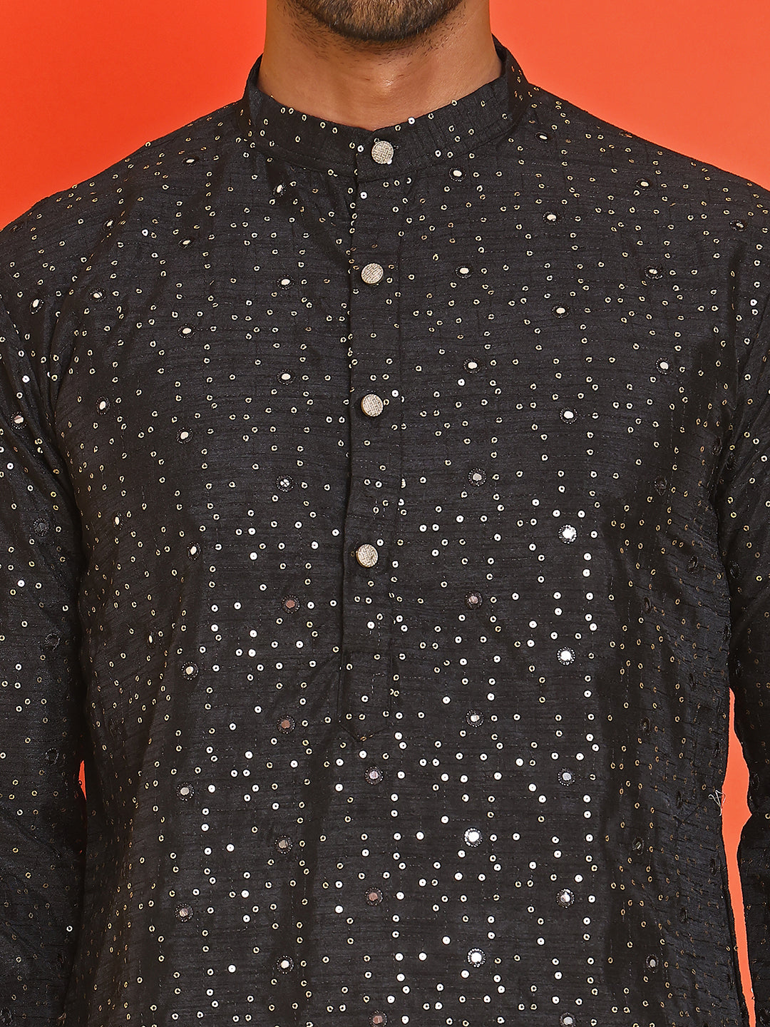 Embroidered Mirror Work Kurta Payjama Sets ( JOKP B-P 5035 Black )