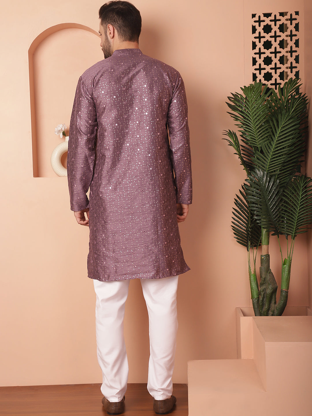 Men's Embroidered Mirror Work Kurta Payjama Sets
