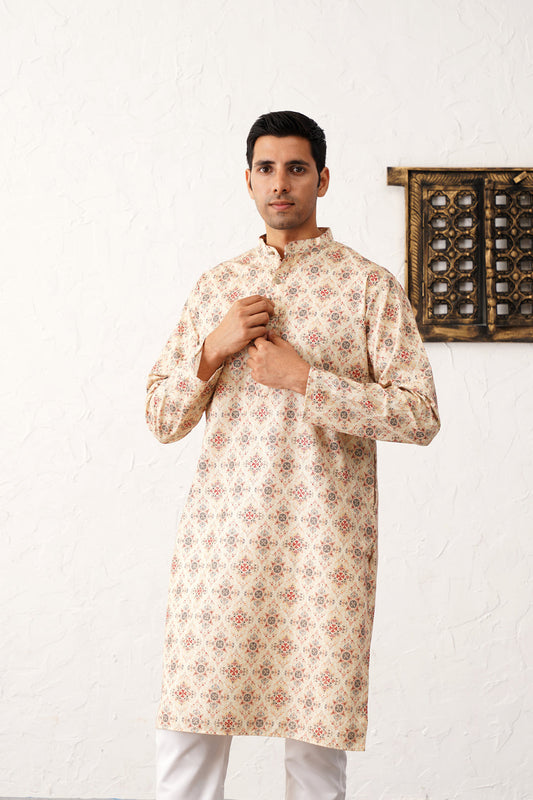 Golden Foil Printed Kurta with Pyjama [FF] [B-4-5]