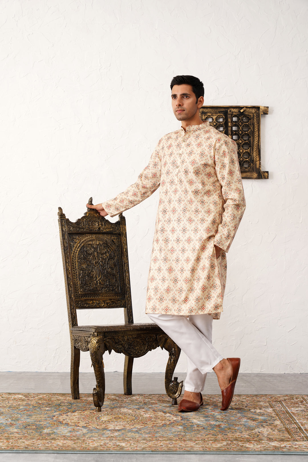 Golden Foil Printed Kurta with Pyjama [FF] [B-4-5]
