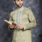 Men's Sequins Embroidered Kurta Pyjama Set ( JOKP P 5038Beige )