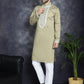 Men's Sequins Embroidered Kurta Pyjama Set ( JOKP P 5038Beige )