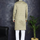 Men's Sequins Embroidered Kurta Pyjama Set ( JOKP P 5038Beige )