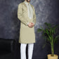 Men's Sequins Embroidered Kurta Pyjama Set ( JOKP P 5038Beige )