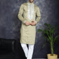 Men's Sequins Embroidered Kurta Pyjama Set ( JOKP P 5038Beige )