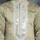 Men's Sequins Embroidered Kurta Pyjama Set ( JOKP P 5038Beige )