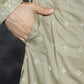 Men's Sequins Embroidered Kurta Pyjama Set ( JOKP P 5038Beige )