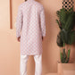 Men Purple and White Floral Printed Kurta with Churidar