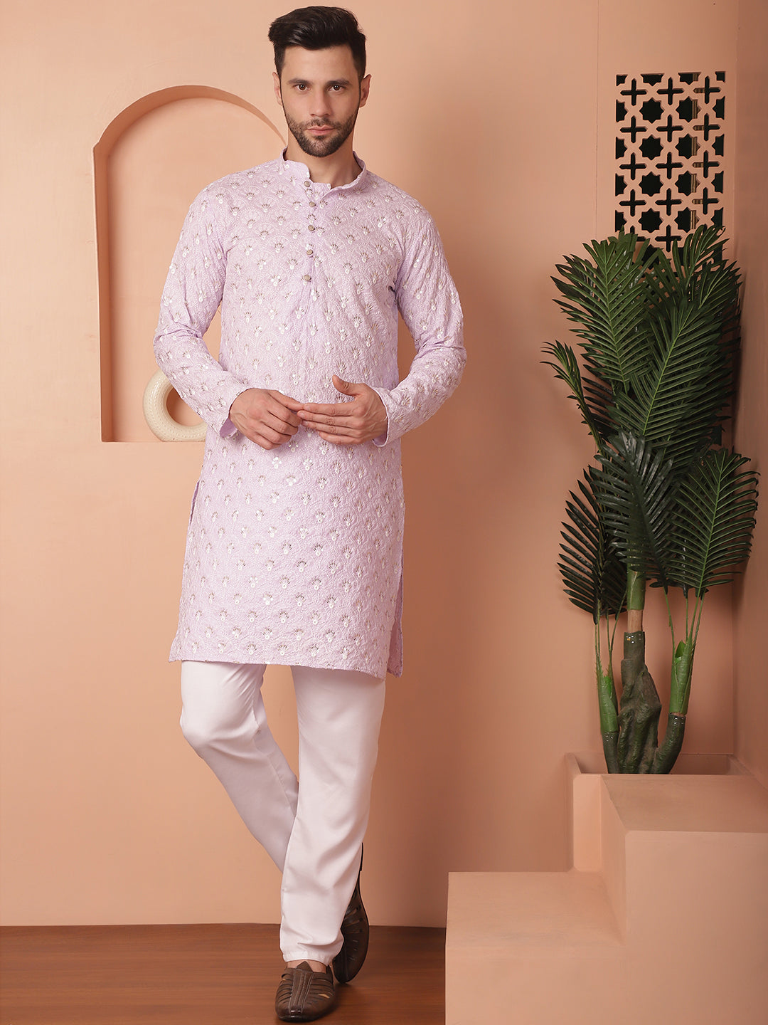 Chikankari Pure Cotton Kurta with Pyjama